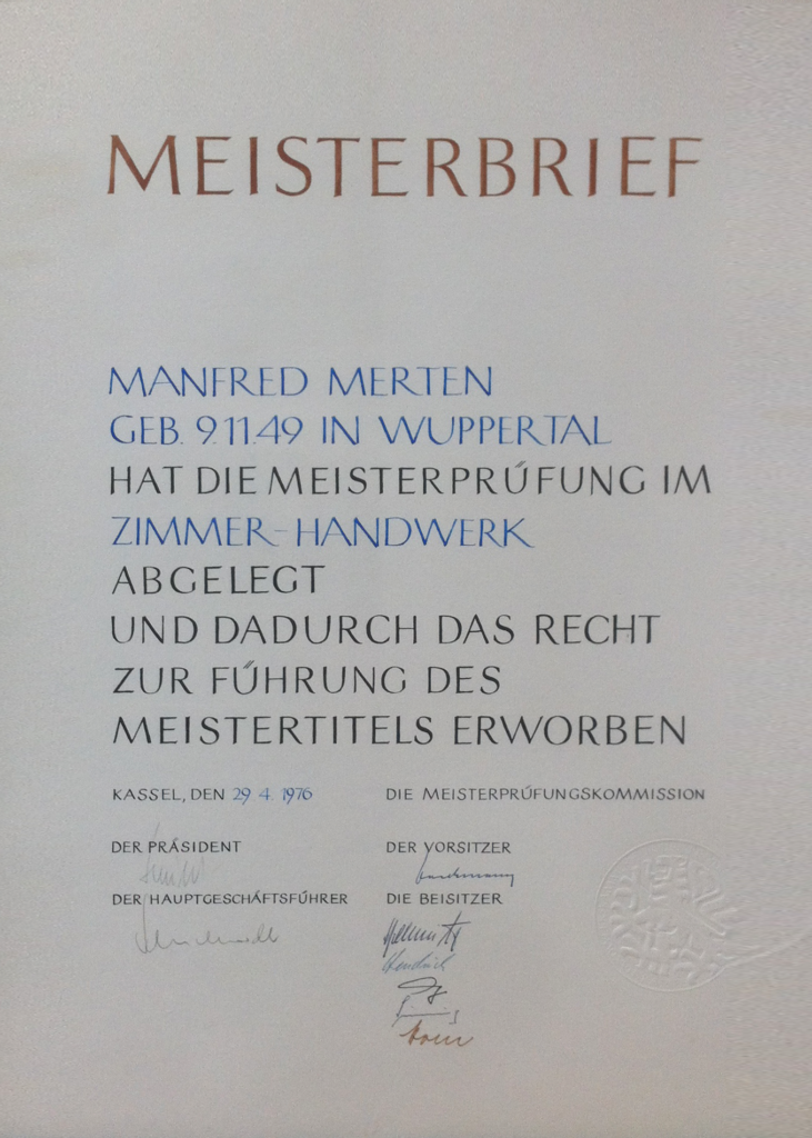 Manfred Merten Meisterbrief